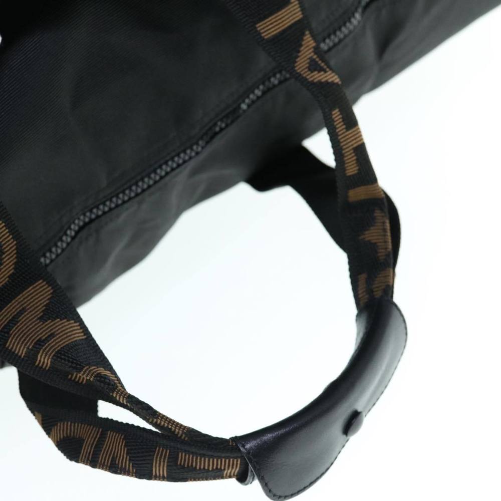 FENDI Boston Bag Nylon 2way Black Brown Auth bs11573 - Picture 7 of 16